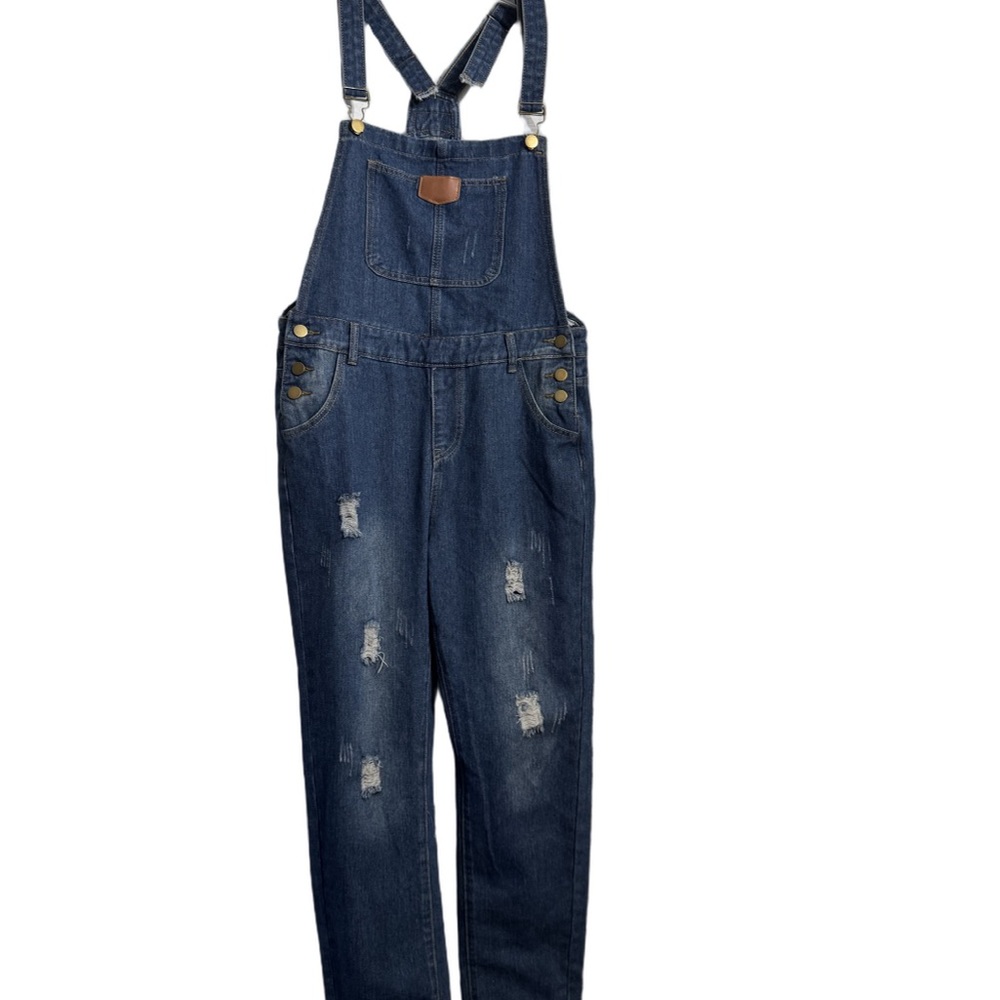 Relaxed Dark Blue Denim Overalls for Women